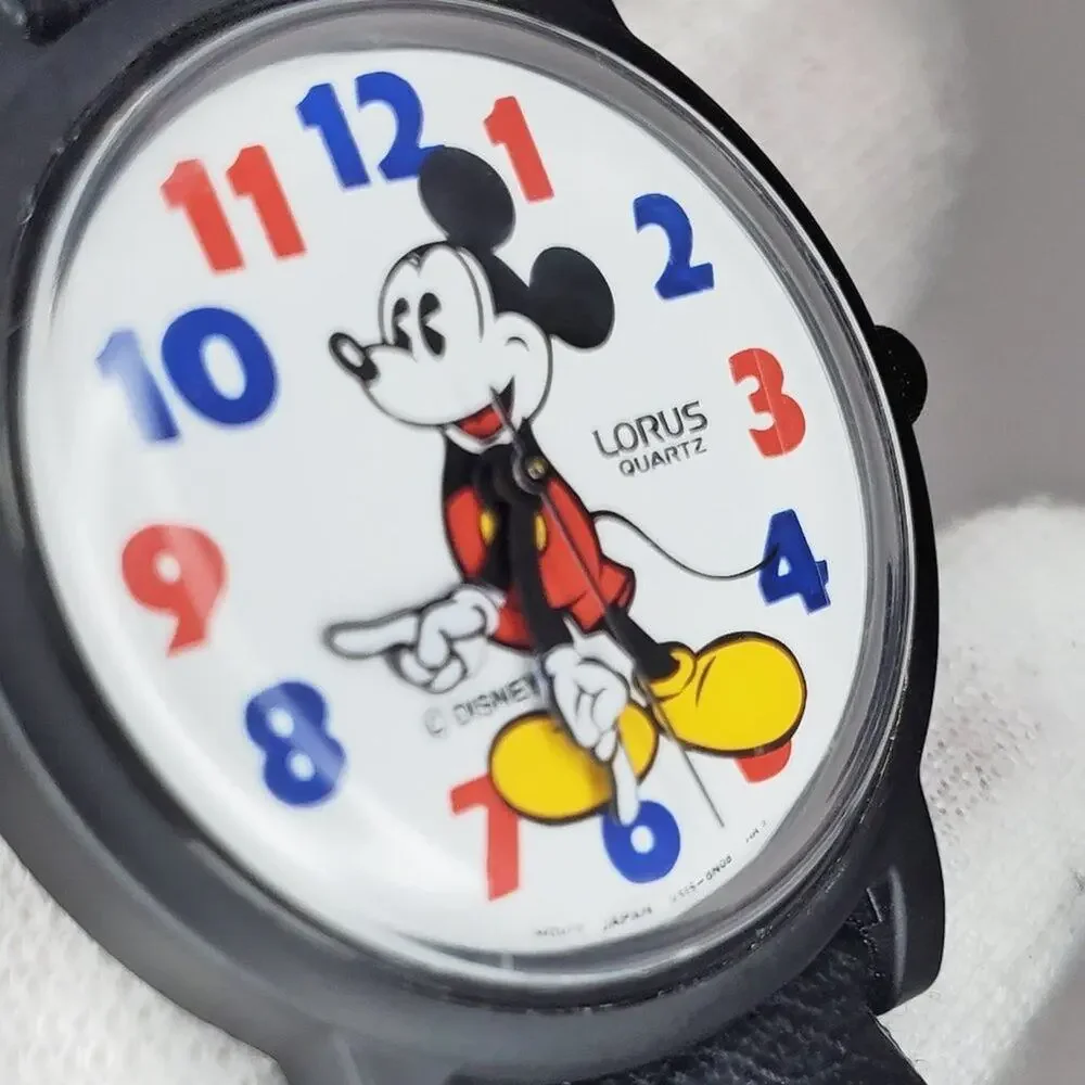 Disney X Lorus Mickey Mouse Blue & Red Plastic VTG Watch NOS